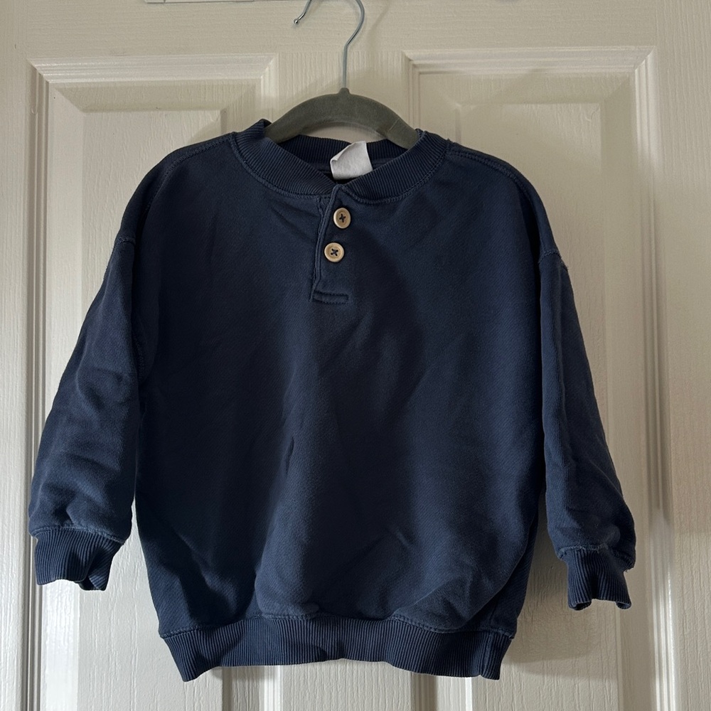Zara Navy Blue Kids Henley Sweatshirt